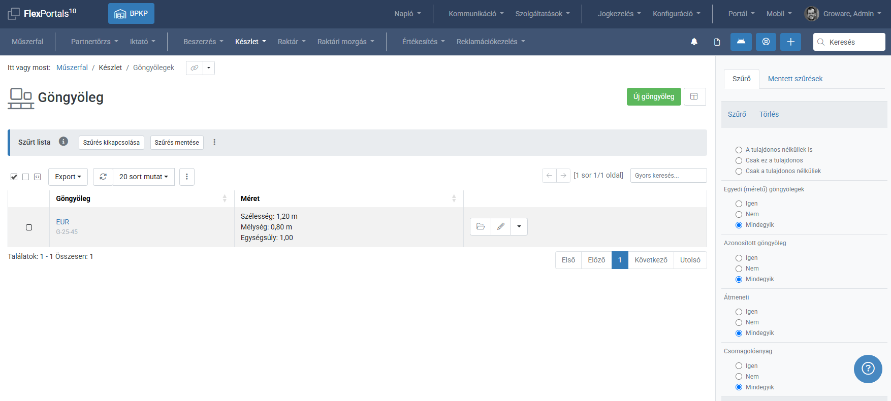 FlexWm empties - list screenshot